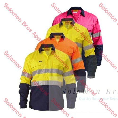 Bisley 2 Tone 3M Taped Hi Vis Cool Lightweight Mens Shirt - Long Sleeve - Solomon Brothers Apparel