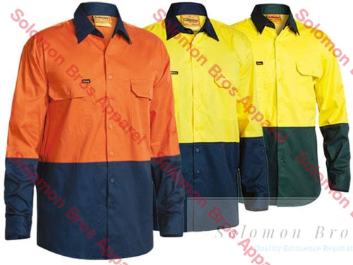 Bisley  2 Tone Hi Vis Cool Lightweight Drill Shirt - Long Sleeve - Solomon Brothers Apparel