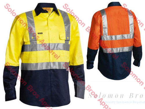 Bisley 2 Tone Hi Vis Drill Shirt 3M Reflective Tape - Long Sleeve - Solomon Brothers Apparel