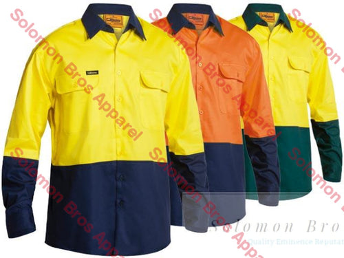 Bisley 2 Tone Hi Vis Drill Shirt - Long Sleeve - Solomon Brothers Apparel