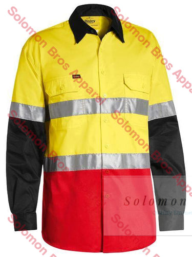 Bisley  3 Tone 3M Taped Hi Vis Cool Light Weight Long Sleeve Shirt - Solomon Brothers Apparel