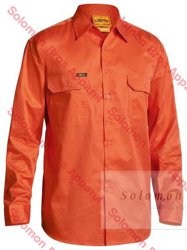 Bisley Cool Lightweight Gusset Cuff Hi Vis Drill Shirt - Long Sleeve - Solomon Brothers Apparel