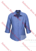 Load image into Gallery viewer, Haven Ladies 3/4 Sleeve Blouse Mid Blue - Solomon Brothers Apparel
