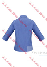 Load image into Gallery viewer, Haven Ladies 3/4 Sleeve Blouse Mid Blue - Solomon Brothers Apparel
