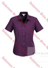 Load image into Gallery viewer, Haven Ladies Short Sleeve Blouse Grape - Solomon Brothers Apparel
