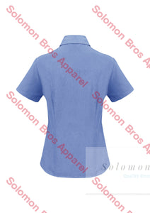 Haven Ladies Short Sleeve Blouse Mid Blue - Solomon Brothers Apparel