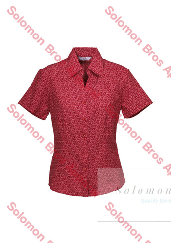 Haven Ladies Short Sleeve Print Blouse Cherry - Solomon Brothers Apparel