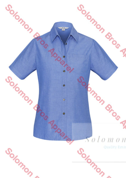 Heringbone Ladies Short Sleeve Blouse - Solomon Brothers Apparel