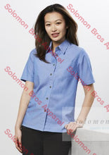 Load image into Gallery viewer, Heringbone Ladies Short Sleeve Blouse - Solomon Brothers Apparel
