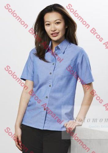 Heringbone Ladies Short Sleeve Blouse - Solomon Brothers Apparel