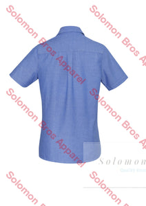 Heringbone Ladies Short Sleeve Blouse - Solomon Brothers Apparel