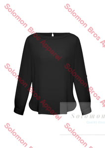 Megan Ladies Boatneck Long Sleeve Blouse - Solomon Brothers Apparel