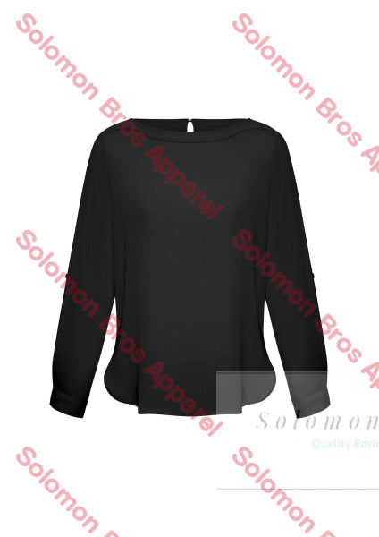 Megan Ladies Boatneck Long Sleeve Blouse - Solomon Brothers Apparel