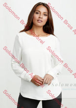 Load image into Gallery viewer, Megan Ladies Boatneck Long Sleeve Blouse - Solomon Brothers Apparel
