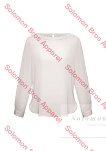 Megan Ladies Boatneck Long Sleeve Blouse - Solomon Brothers Apparel