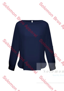 Megan Ladies Boatneck Long Sleeve Blouse - Solomon Brothers Apparel