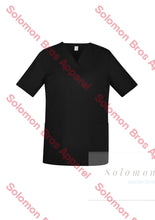 Load image into Gallery viewer, Womens Cotton Rich V-Neck Scrub Top Black / Xxsm Health &amp; Beauty
