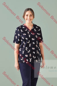 Womens Printed Scrub Top - Solomon Brothers Apparel