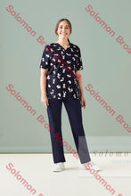 Load image into Gallery viewer, Womens Printed Scrub Top - Solomon Brothers Apparel
